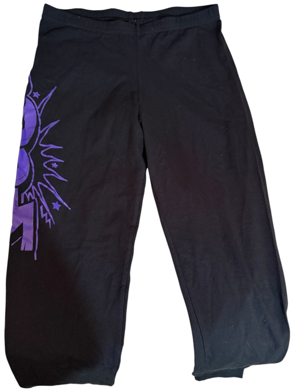 Women’s Black Superfresh Leggings with Purple 'Boom' Graphic, size L